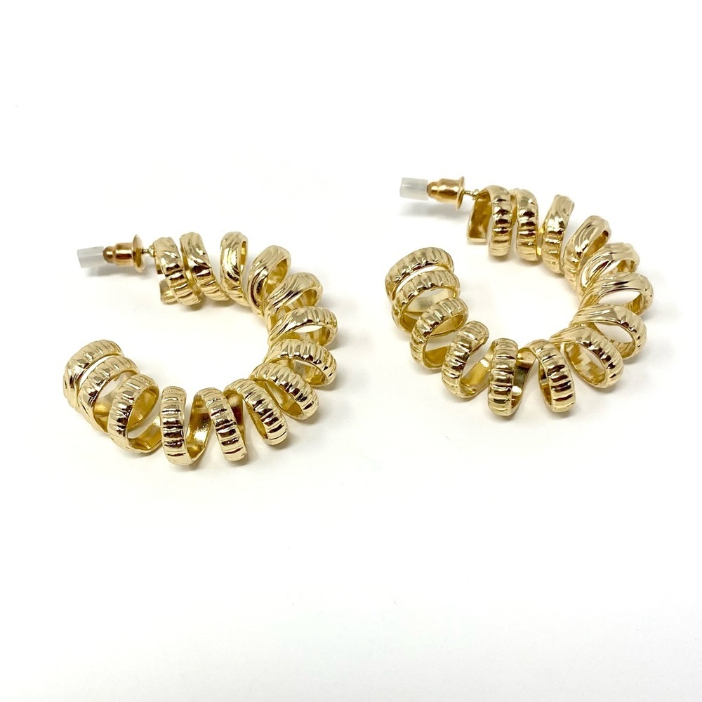 New Free People Gold Hoop Spiral Earrings